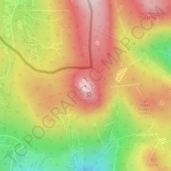 Lusen topographic map, elevation, terrain