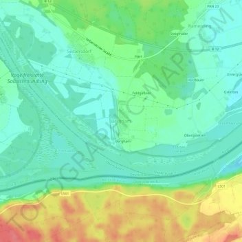 Bergham topographic map, elevation, terrain