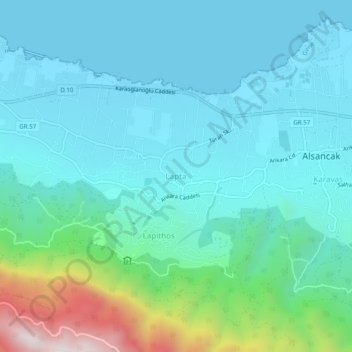 Lapithos topographic map, elevation, terrain