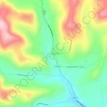 Troupsburg topographic map, elevation, terrain