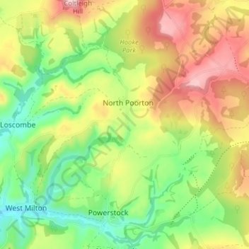 South Poorton topographic map, elevation, terrain