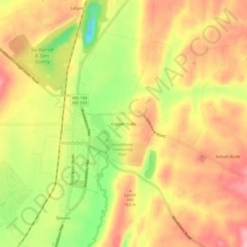 Copper Oaks topographic map, elevation, terrain
