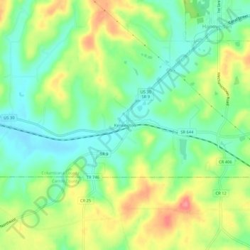 Kensington topographic map, elevation, terrain