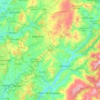 Lixa topographic map, elevation, terrain