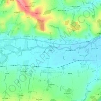 Gerau topographic map, elevation, terrain