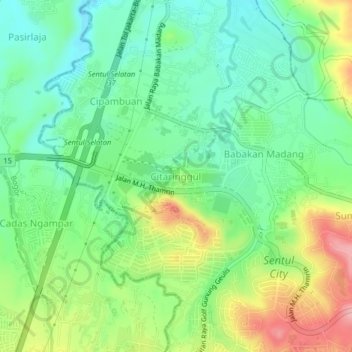 Citaringgul topographic map, elevation, terrain