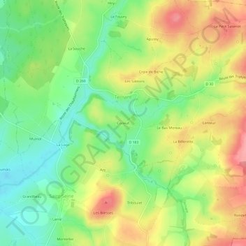 Coneuf topographic map, elevation, terrain