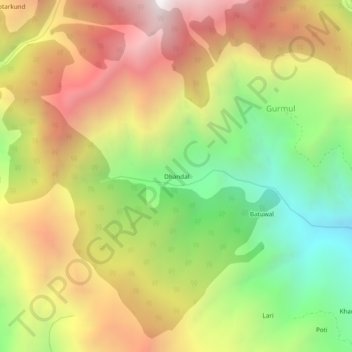 Dhandal topographic map, elevation, terrain