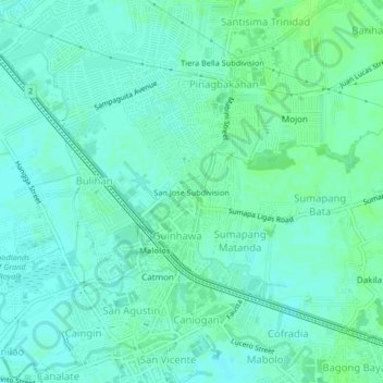 San Jose Subdivision topographic map, elevation, terrain