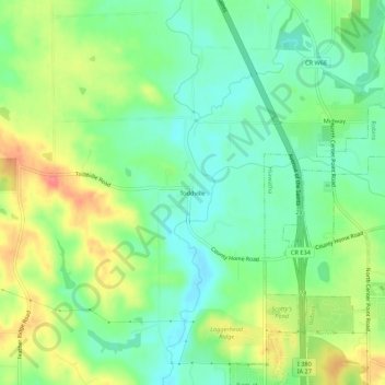 Toddville topographic map, elevation, terrain