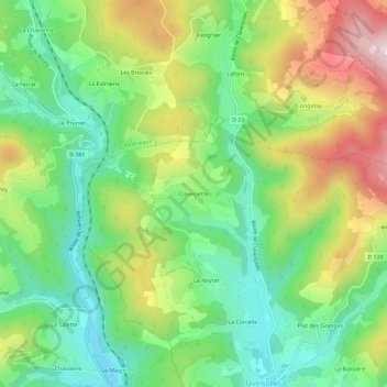 Claveisette topographic map, elevation, terrain