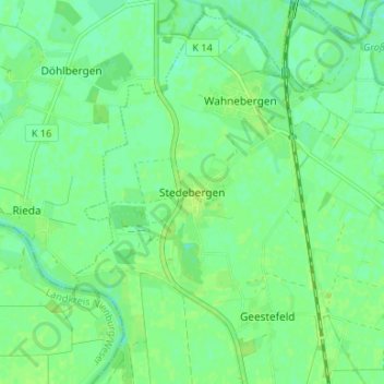 Stedebergen topographic map, elevation, terrain