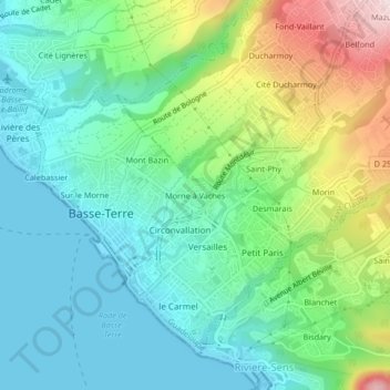 Morne à Vaches topographic map, elevation, terrain