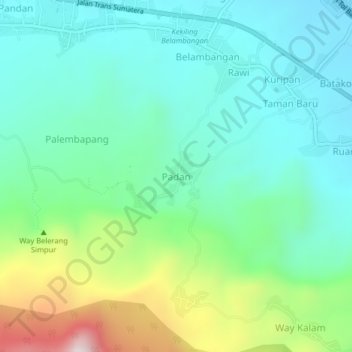 Padan topographic map, elevation, terrain