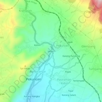 Jatisari topographic map, elevation, terrain