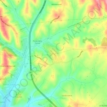 Pichini topographic map, elevation, terrain