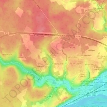 Les Beauvais topographic map, elevation, terrain