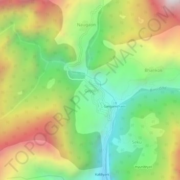 Gajoli topographic map, elevation, terrain