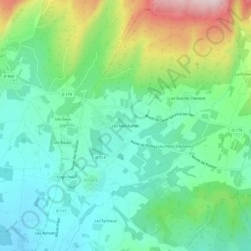 Les Marchands topographic map, elevation, terrain