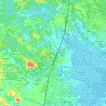 Hampton Falls topographic map, elevation, terrain