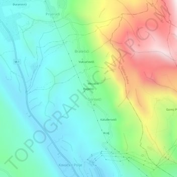 Bogetići topographic map, elevation, terrain