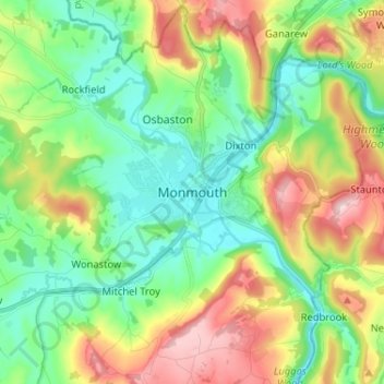 Monmouth topographic map, elevation, terrain