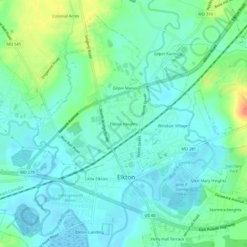 Elkton Heights topographic map, elevation, terrain