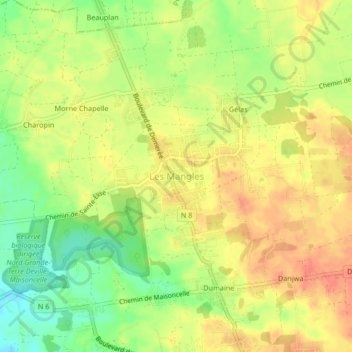 Les Mangles topographic map, elevation, terrain