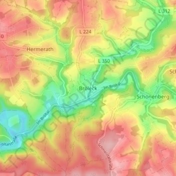 Bröleck topographic map, elevation, terrain