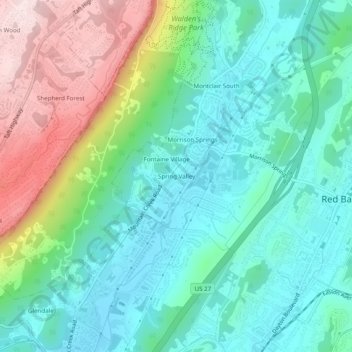 Spring Valley topographic map, elevation, terrain