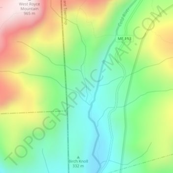 Mad River Falls topographic map, elevation, terrain