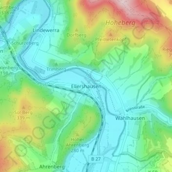Ellershausen topographic map, elevation, terrain