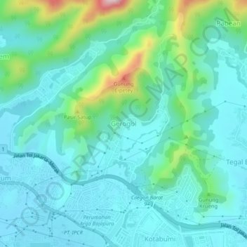 Gerogol topographic map, elevation, terrain