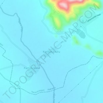 Kondakavuru topographic map, elevation, terrain