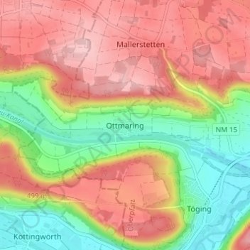 Ottmaring topographic map, elevation, terrain