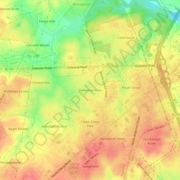 Oakwood Acres topographic map, elevation, terrain