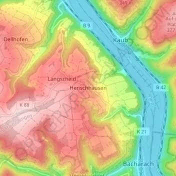 Henschhausen topographic map, elevation, terrain