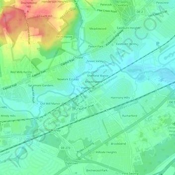 Harmony topographic map, elevation, terrain