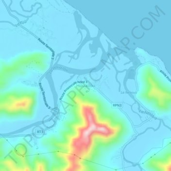 Houaïlou topographic map, elevation, terrain