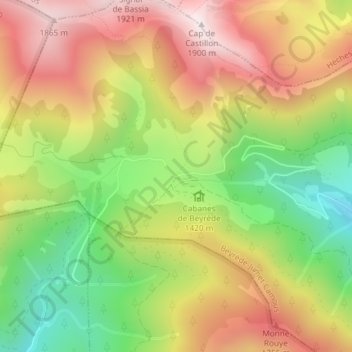 Col de Beyrède topographic map, elevation, terrain