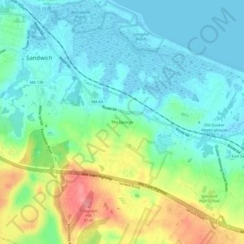 The Springs topographic map, elevation, terrain