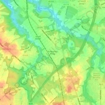 Buckingham Village topographic map, elevation, terrain