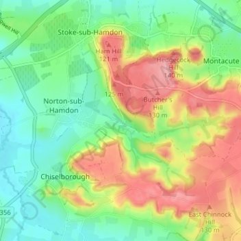 Little Norton topographic map, elevation, terrain