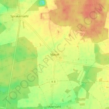 Masel topographic map, elevation, terrain