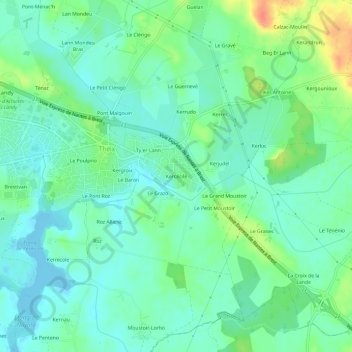 Kercécile topographic map, elevation, terrain