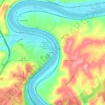 Philipsburg topographic map, elevation, terrain