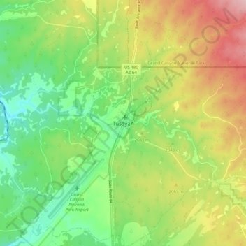 Tusayan topographic map, elevation, terrain