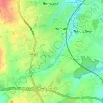 Tanner's Green topographic map, elevation, terrain