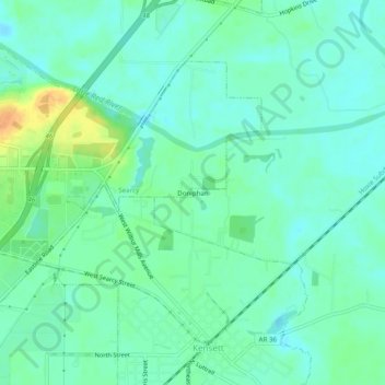 Doniphan topographic map, elevation, terrain