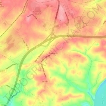 Newbern topographic map, elevation, terrain
